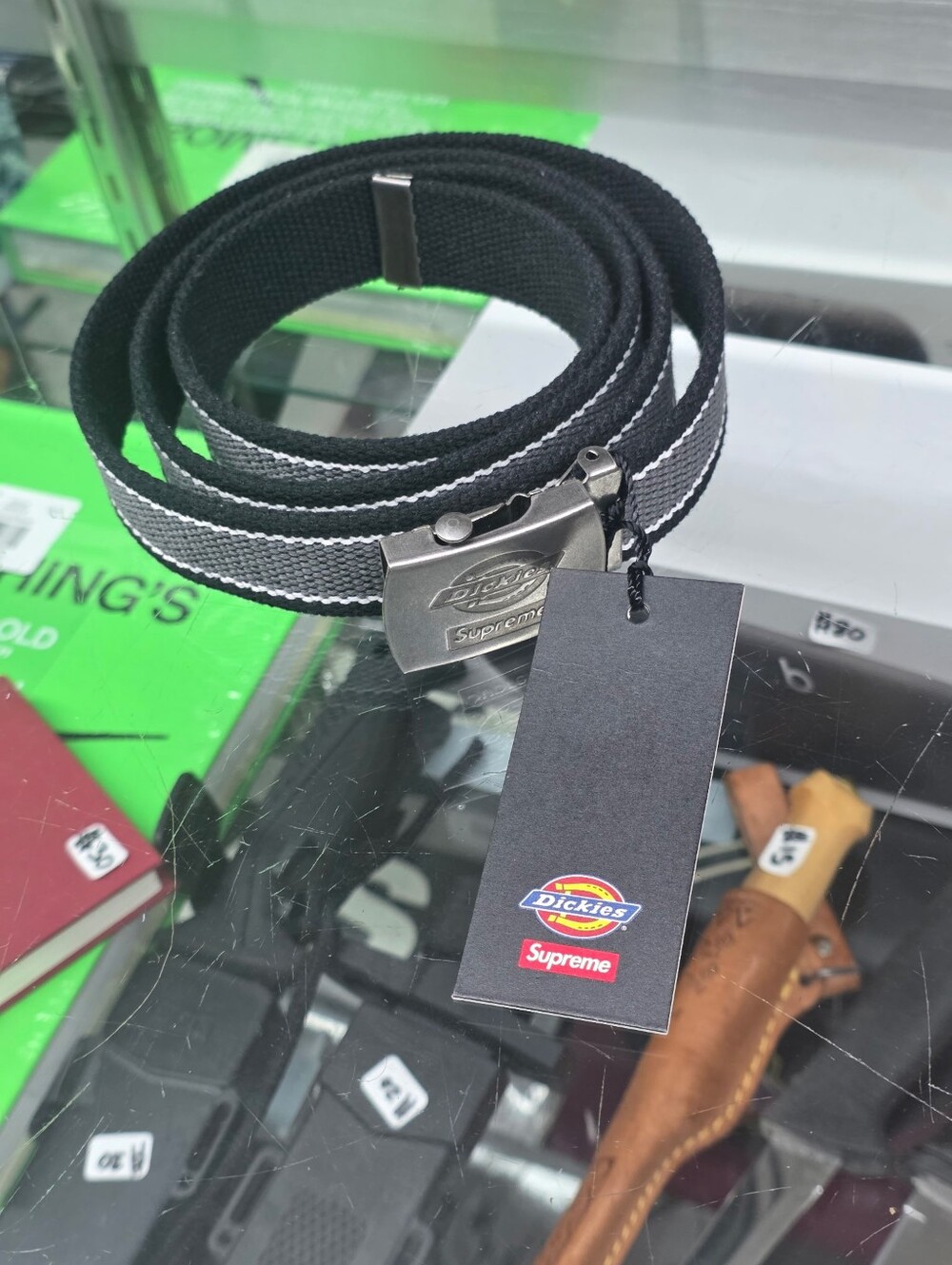 Supreme Dickies Stripe Webbing Belt Black SS22 OS Brand New With Tags